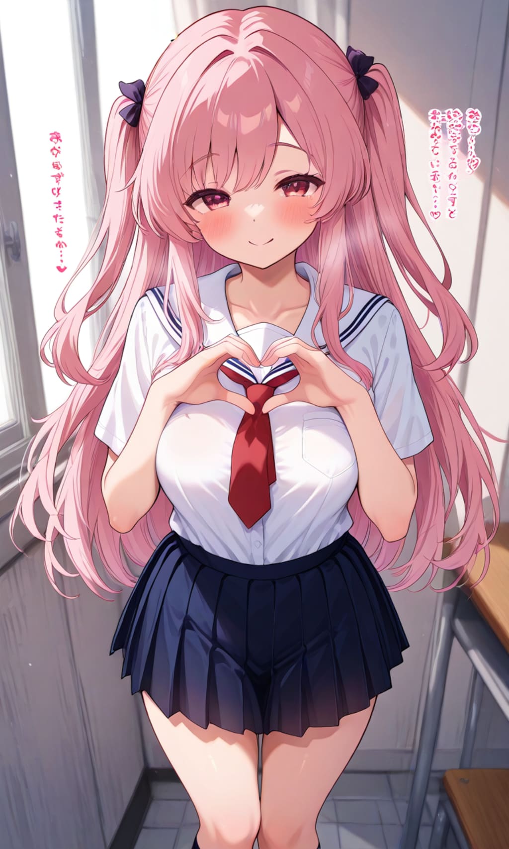 ピンクの制服少女