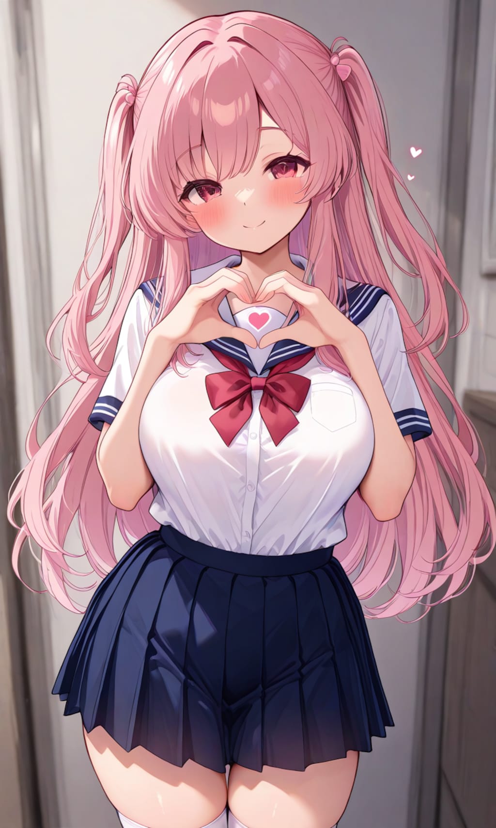 ピンクの制服少女