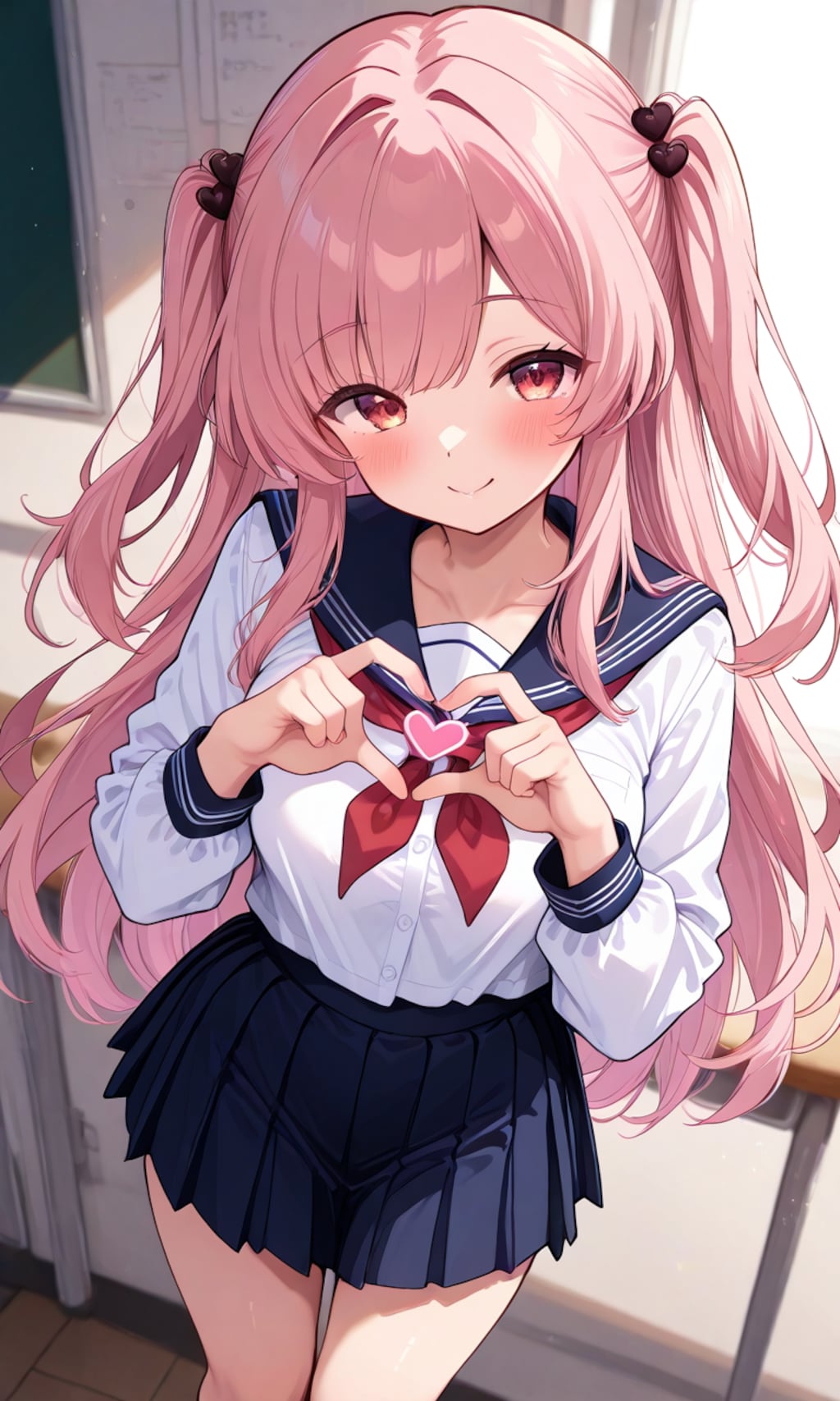 ピンクの制服少女