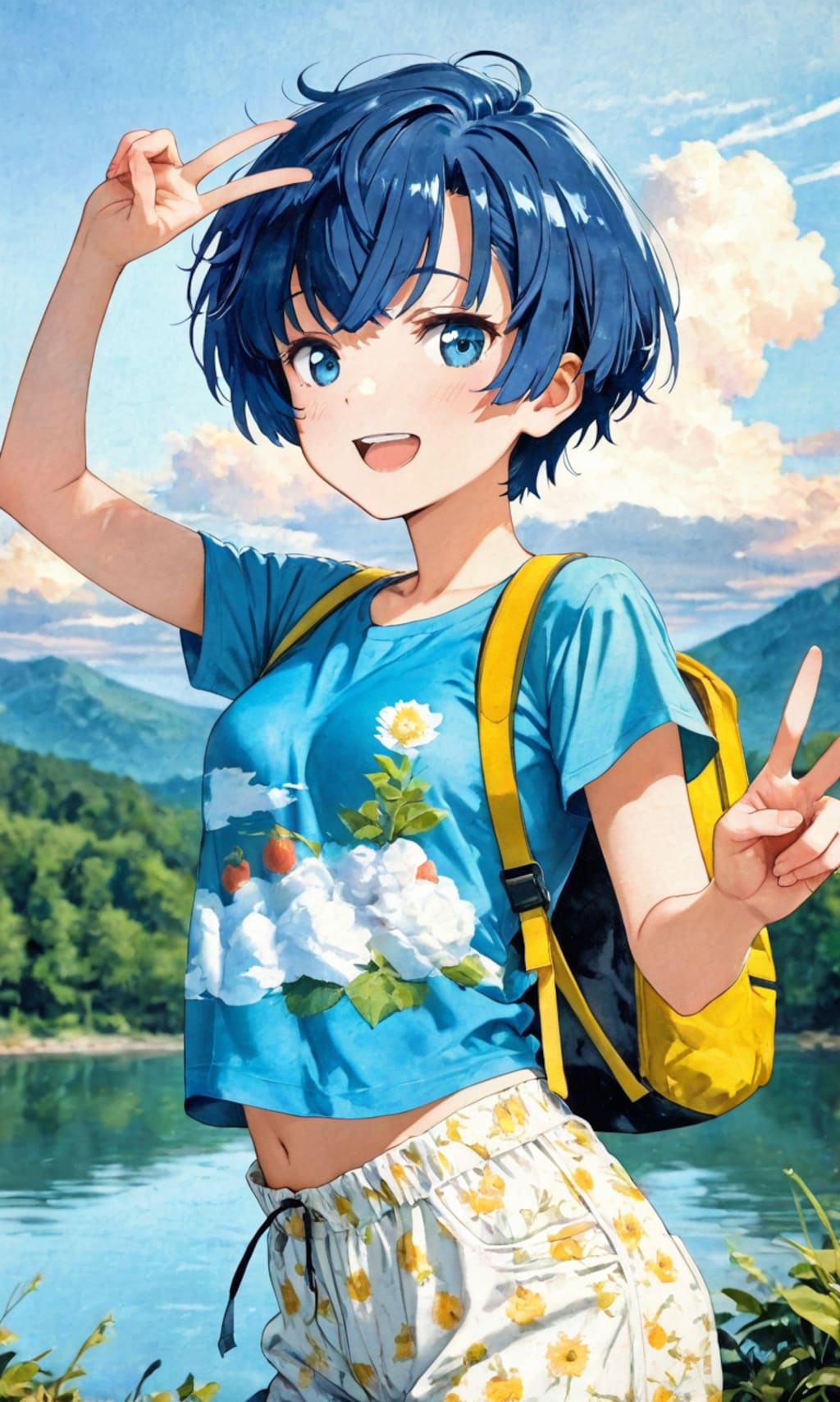 湖で浮かれている柑菜ちゃん