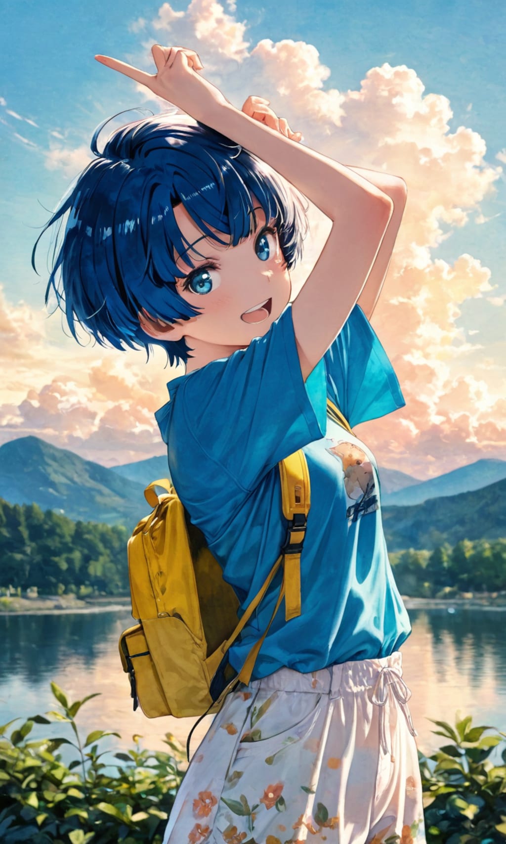 湖で浮かれている柑菜ちゃん