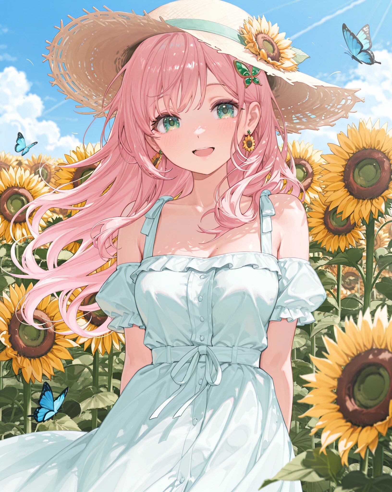 夏空と向日葵とワンピースと