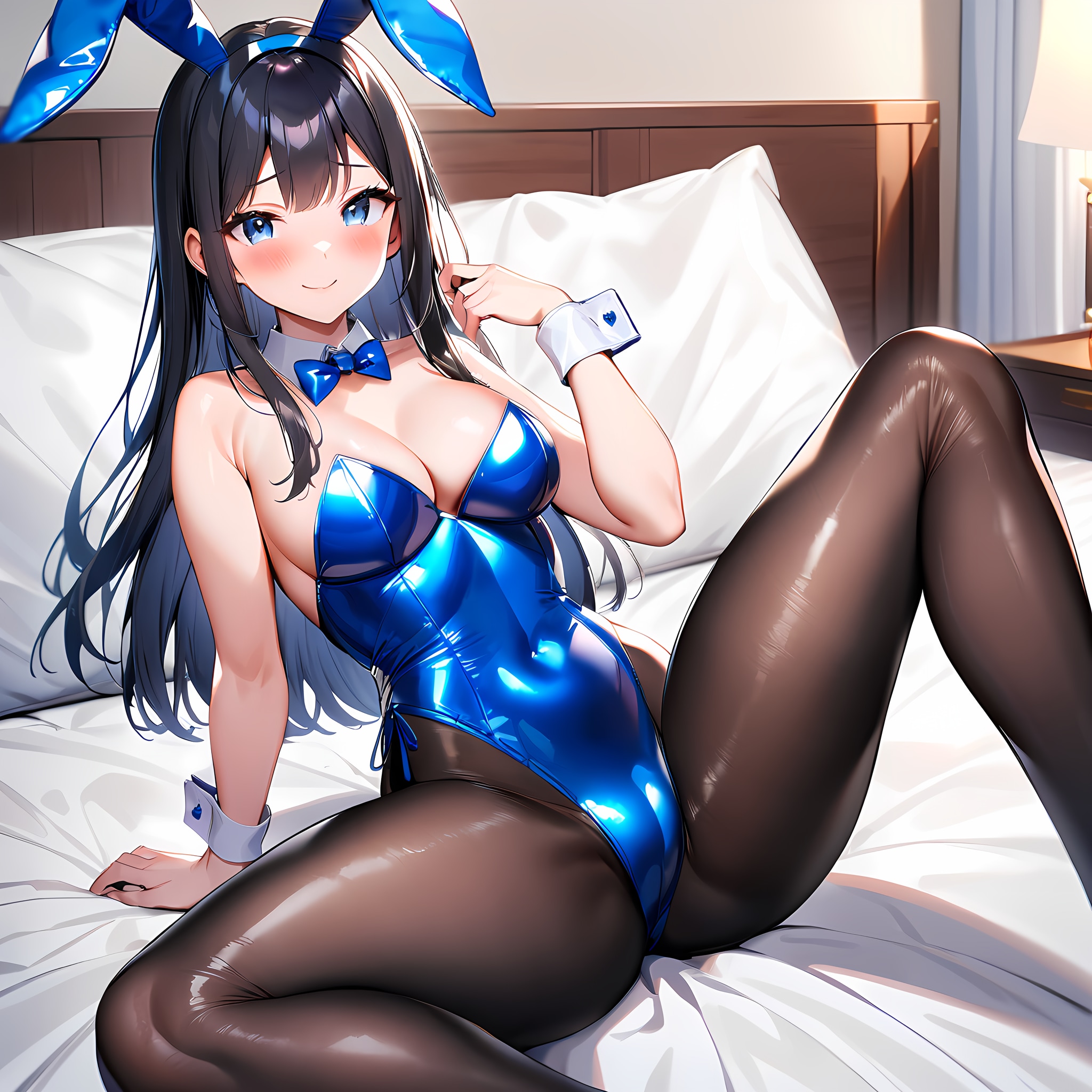 光沢青エナメルバニーガール