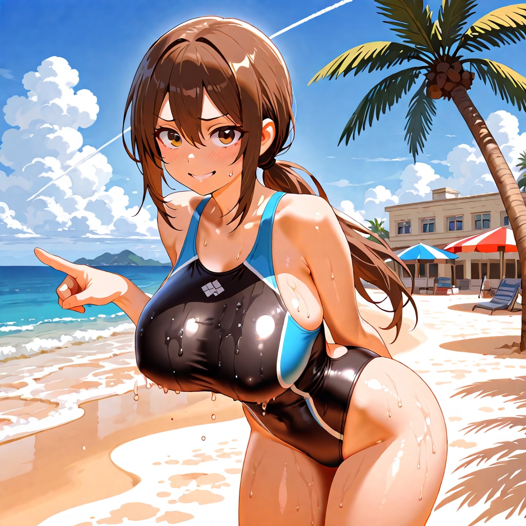 今年は競泳水着来てみた。