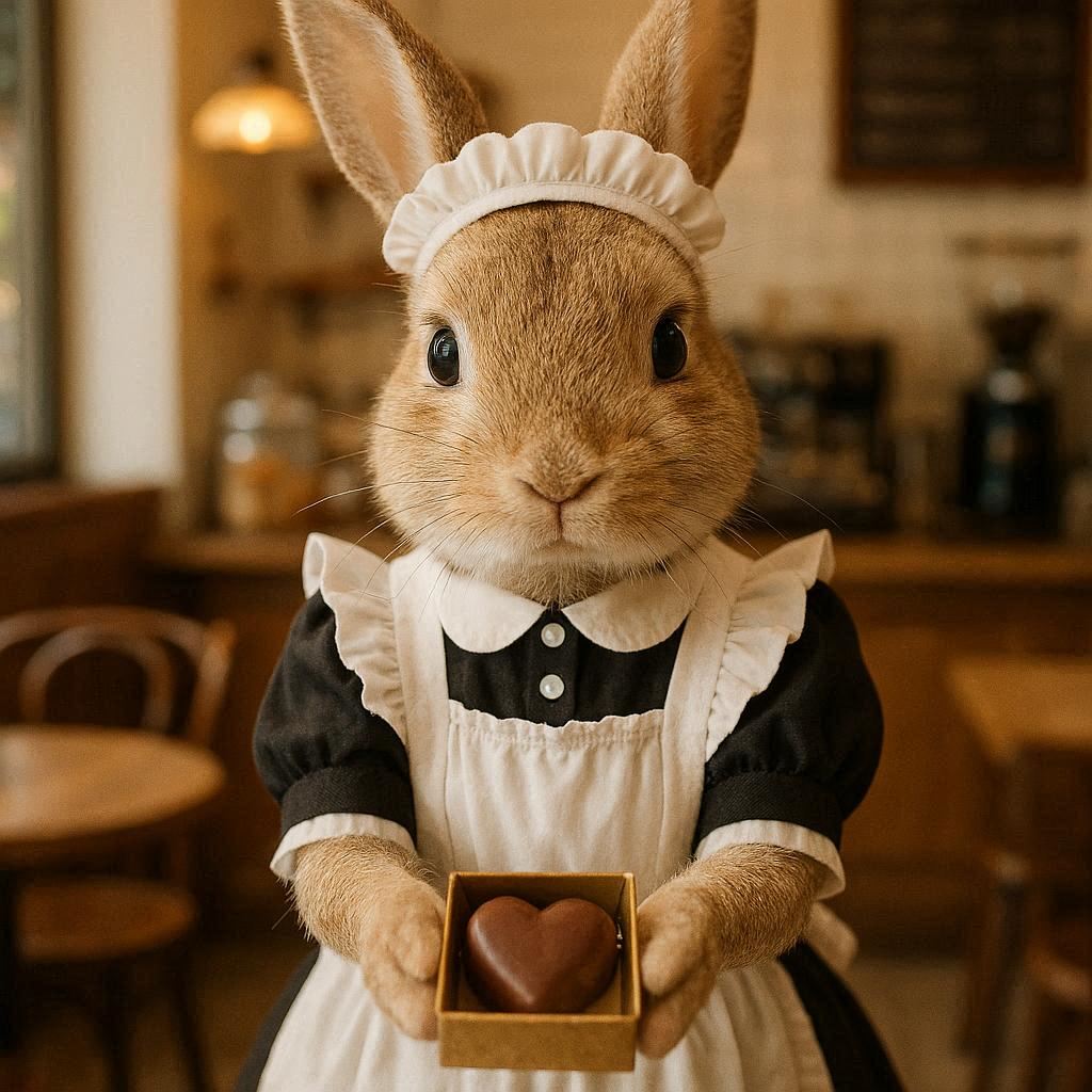 バレンタインチョコをくれるウサギ