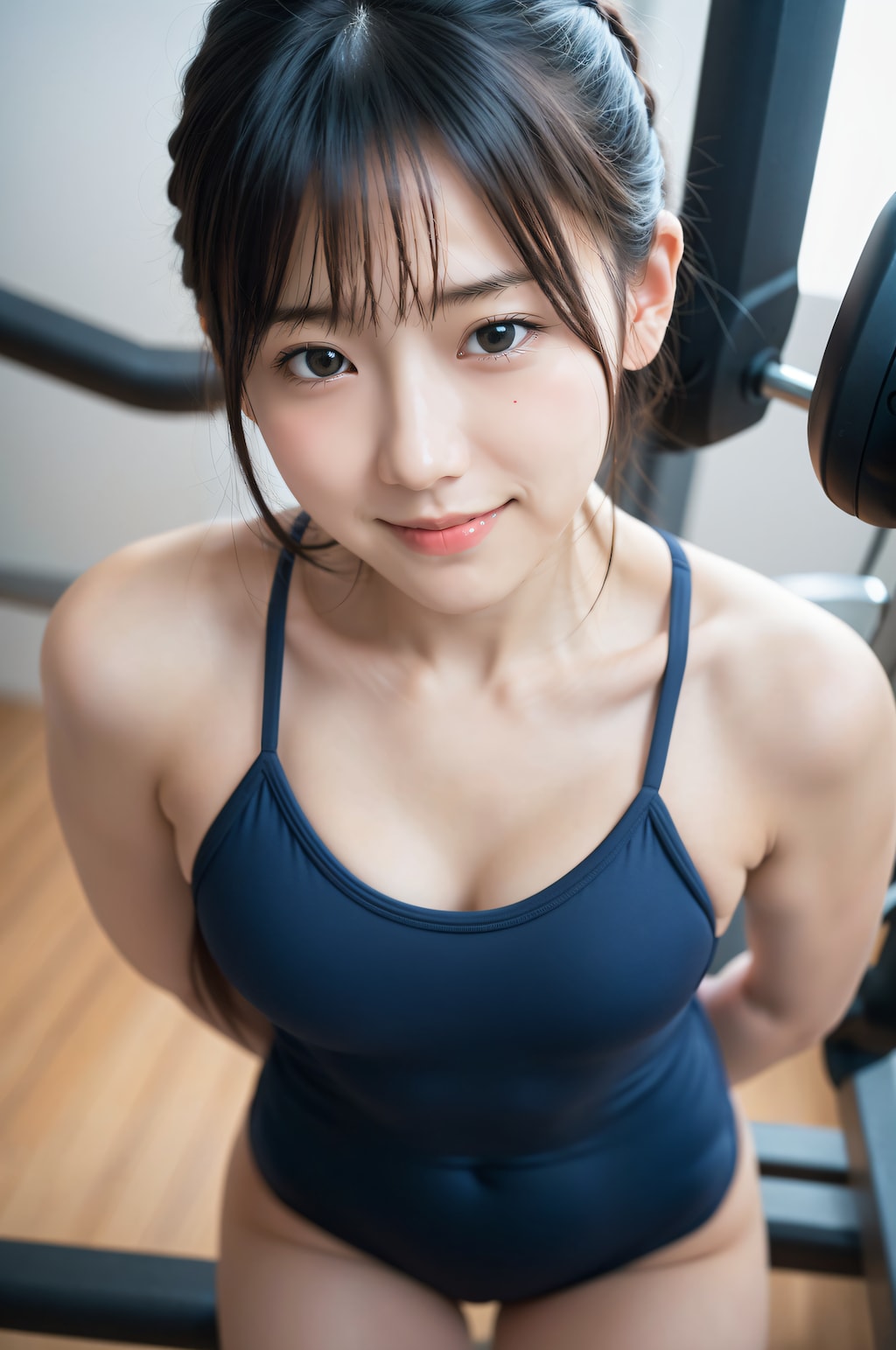 スクール水著のジムトレーナー
