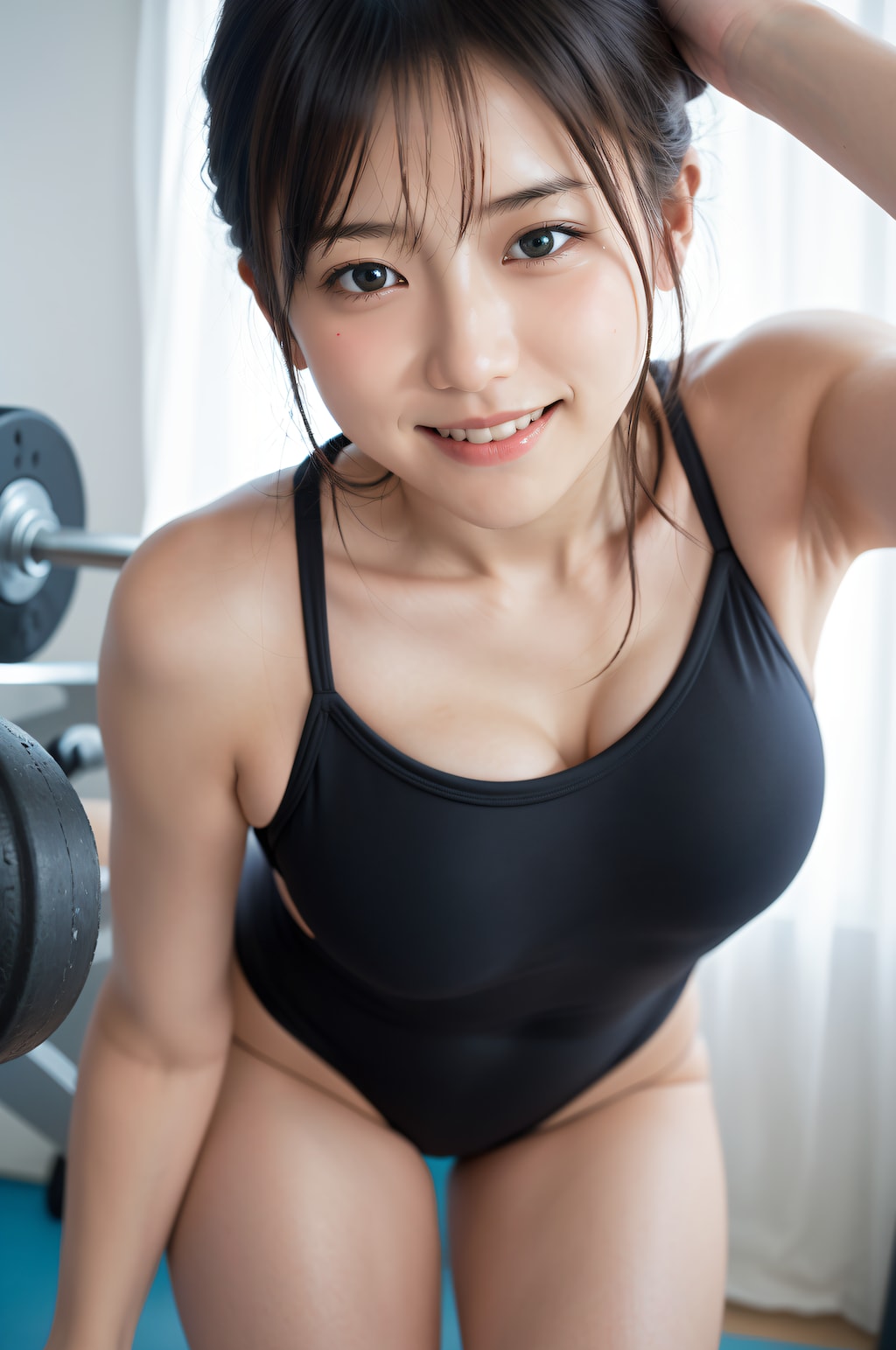 スクール水著のジムトレーナー