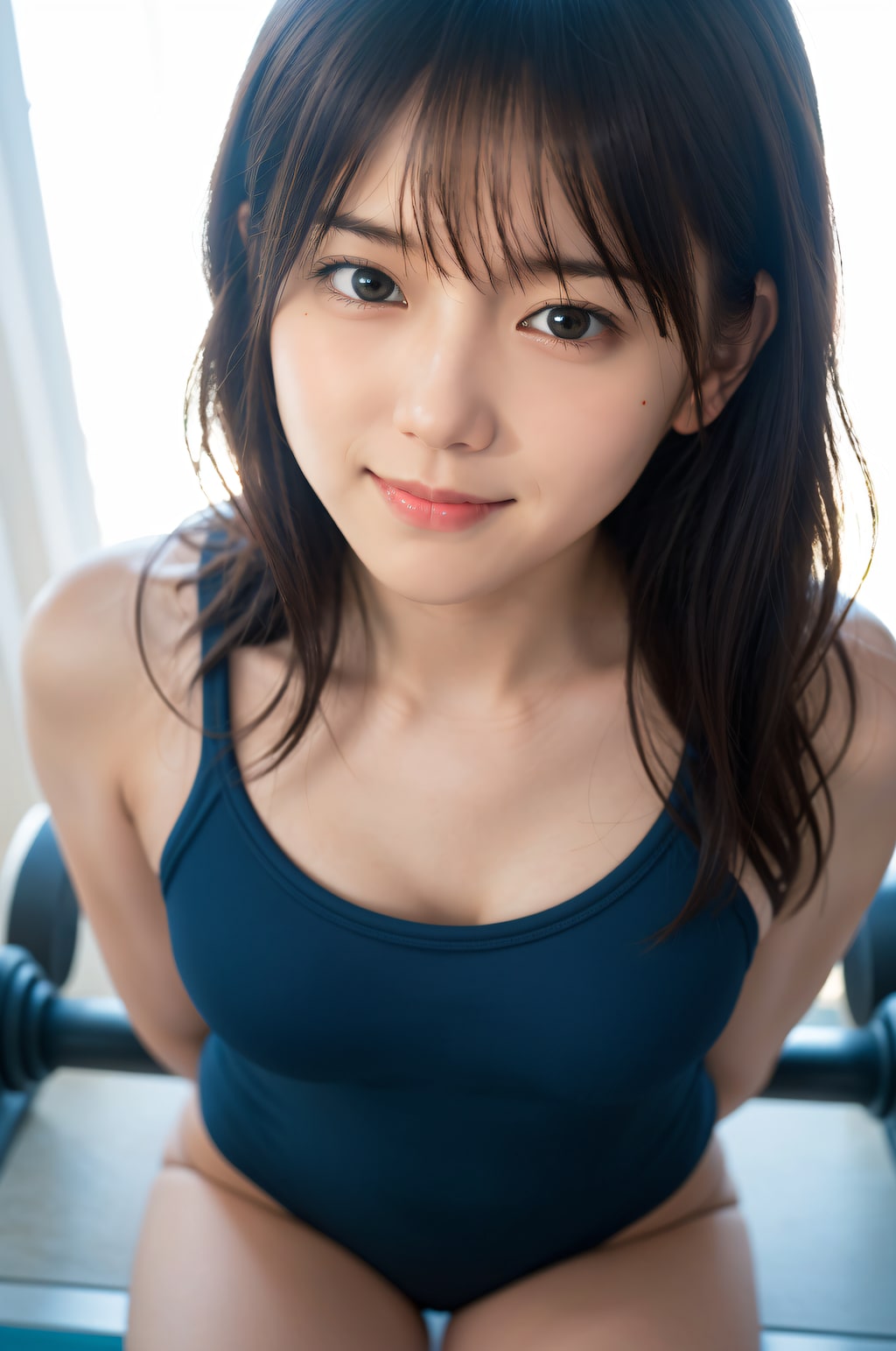 スクール水著のジムトレーナー