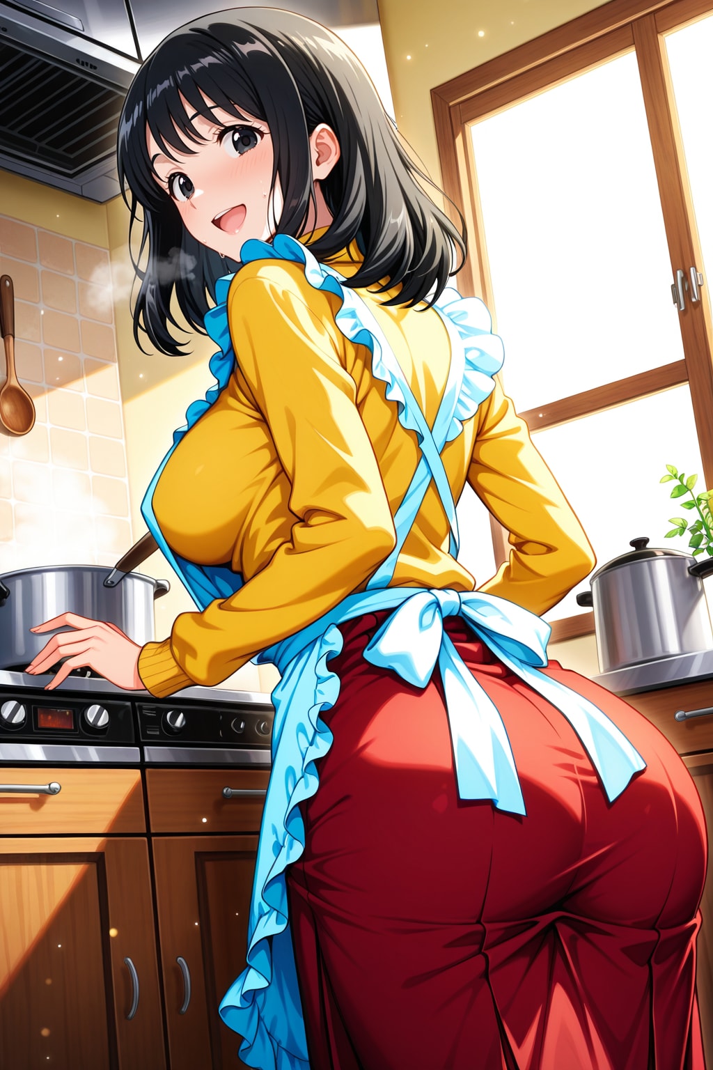 台所で舞う詩織ママンの尻