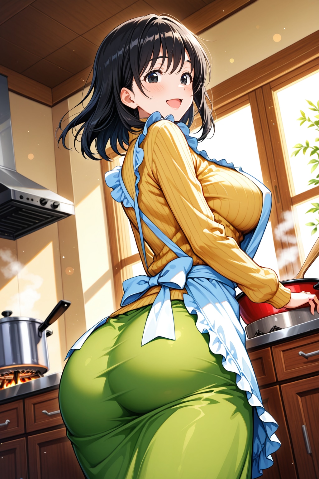 台所で舞う詩織ママンの尻