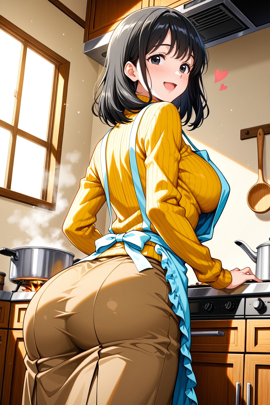 台所で舞う詩織ママンの尻