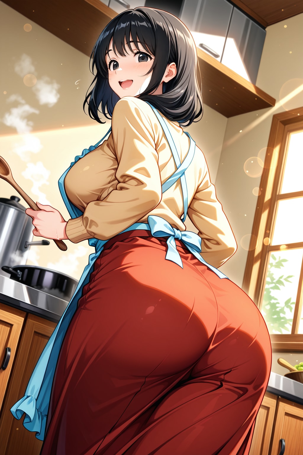 台所で舞う詩織ママンの尻