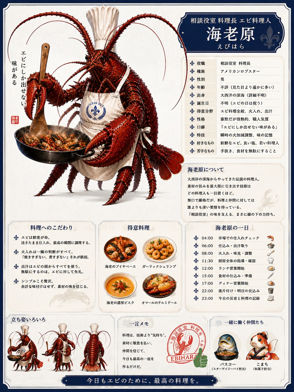 相談役室料理長 エビ料理人
