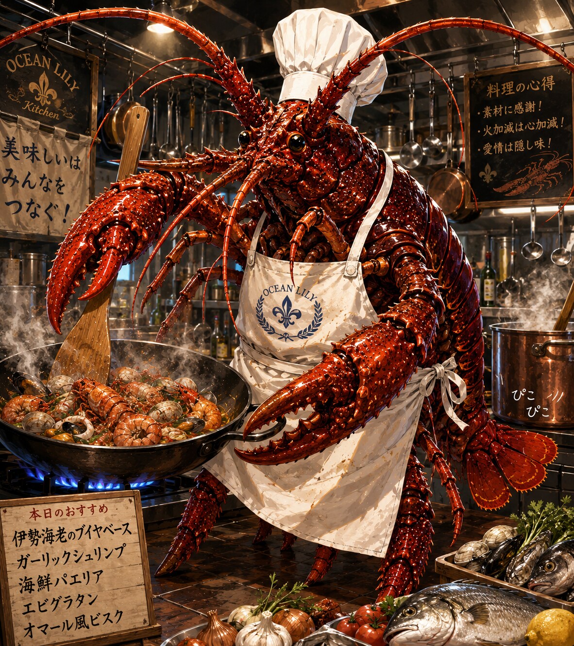 相談役室料理長 エビ料理人