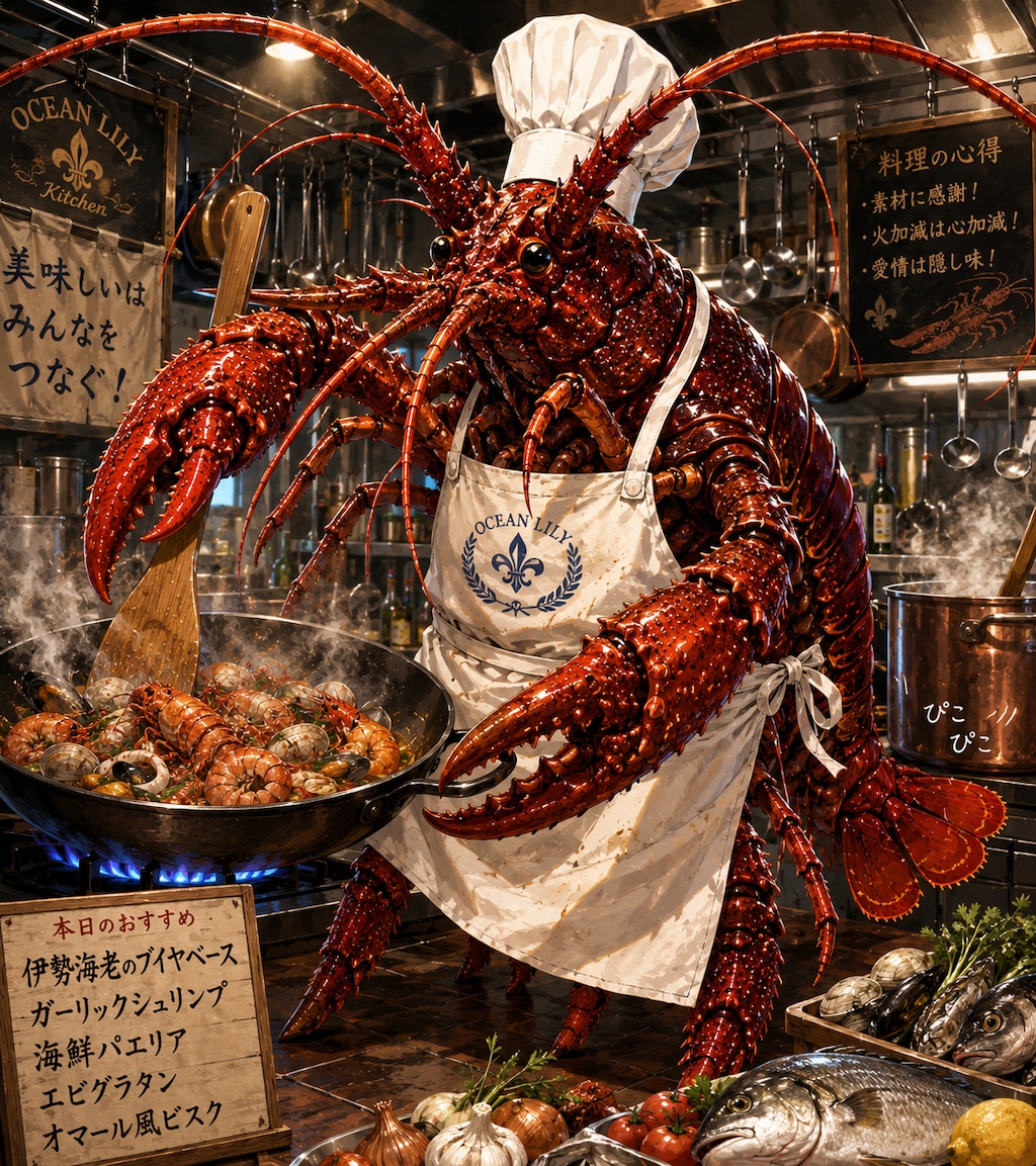 相談役室料理長 エビ料理人