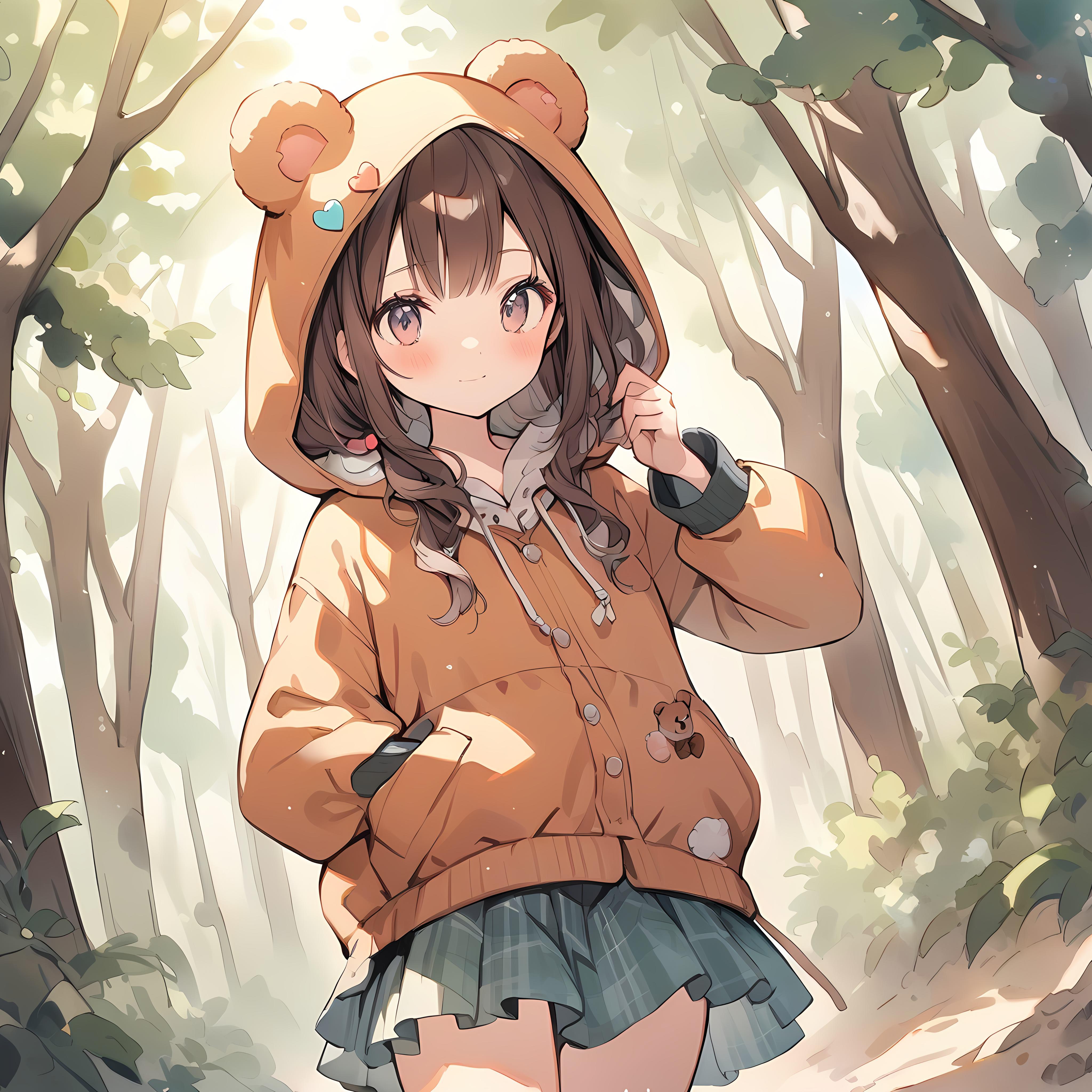 くま耳パーカー。