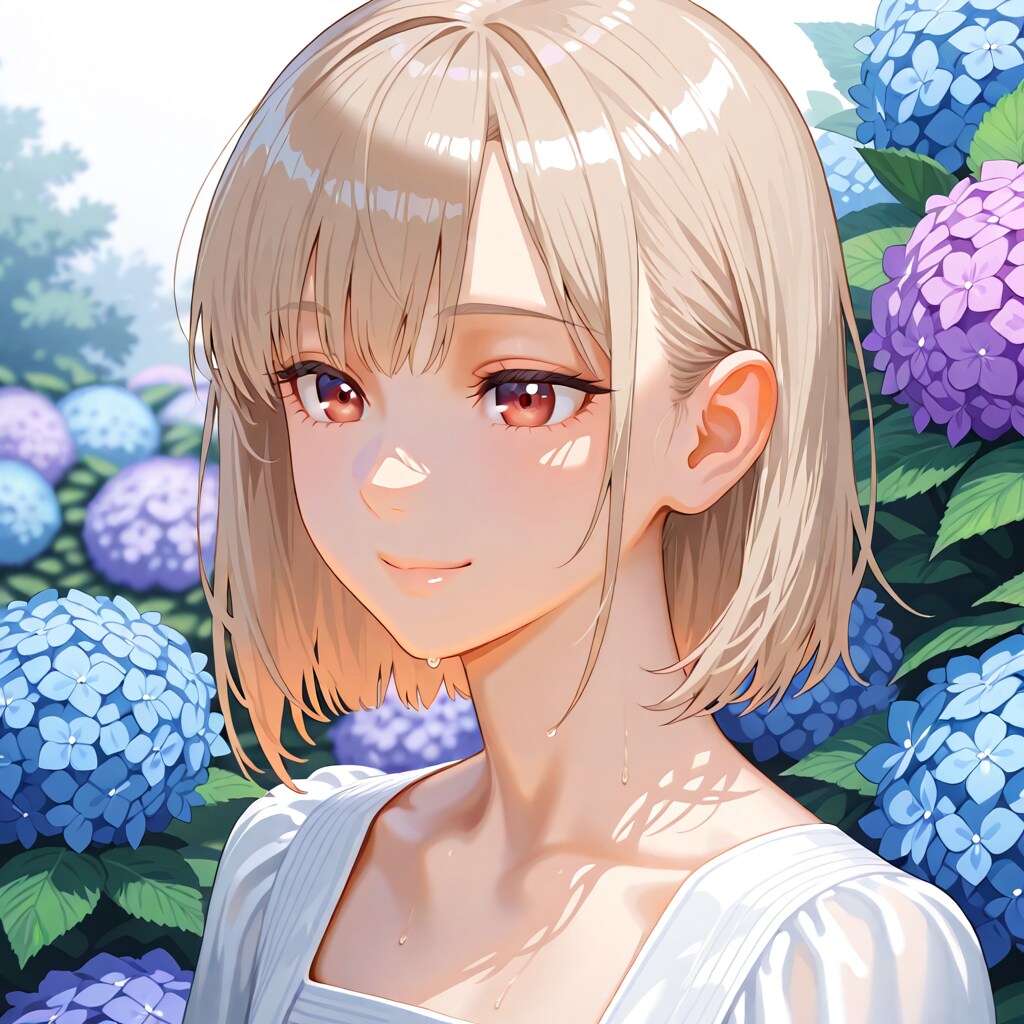 紫陽花とお嬢様