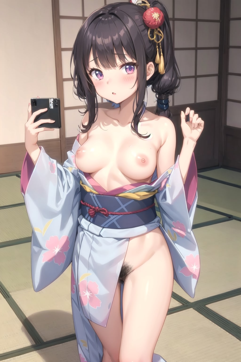 はだけた浴衣