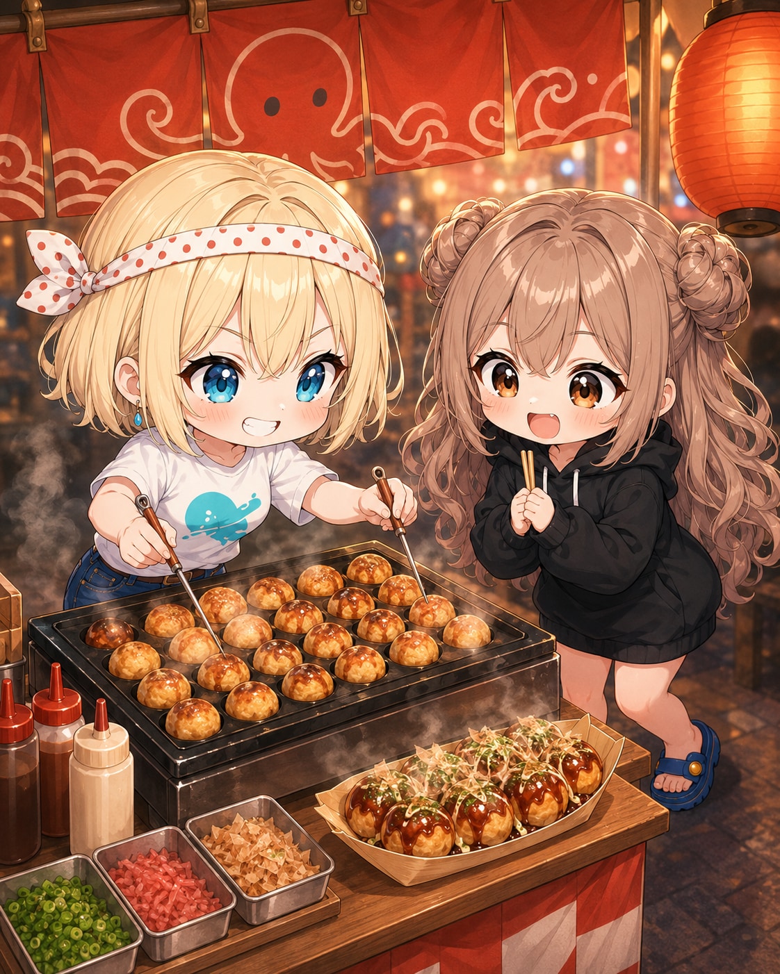 「まだ〜？」「もうちょっと！🔥」たこ焼き職人クロエ奮闘中！