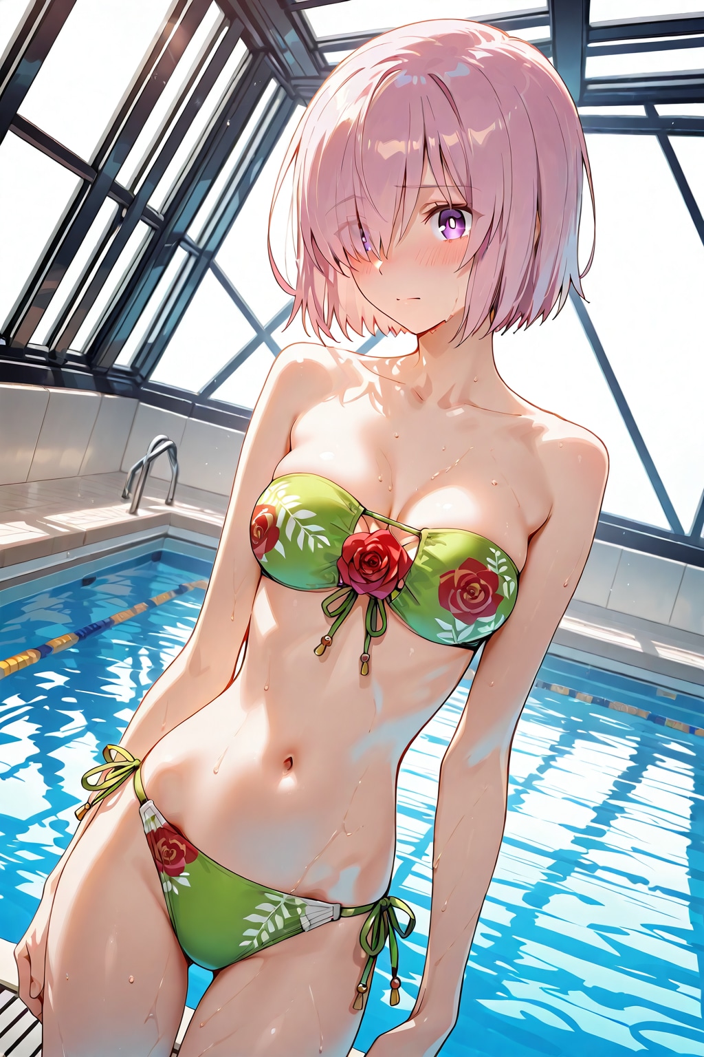 自由時間の水着って、何度目でも気恥ずかしいですね。