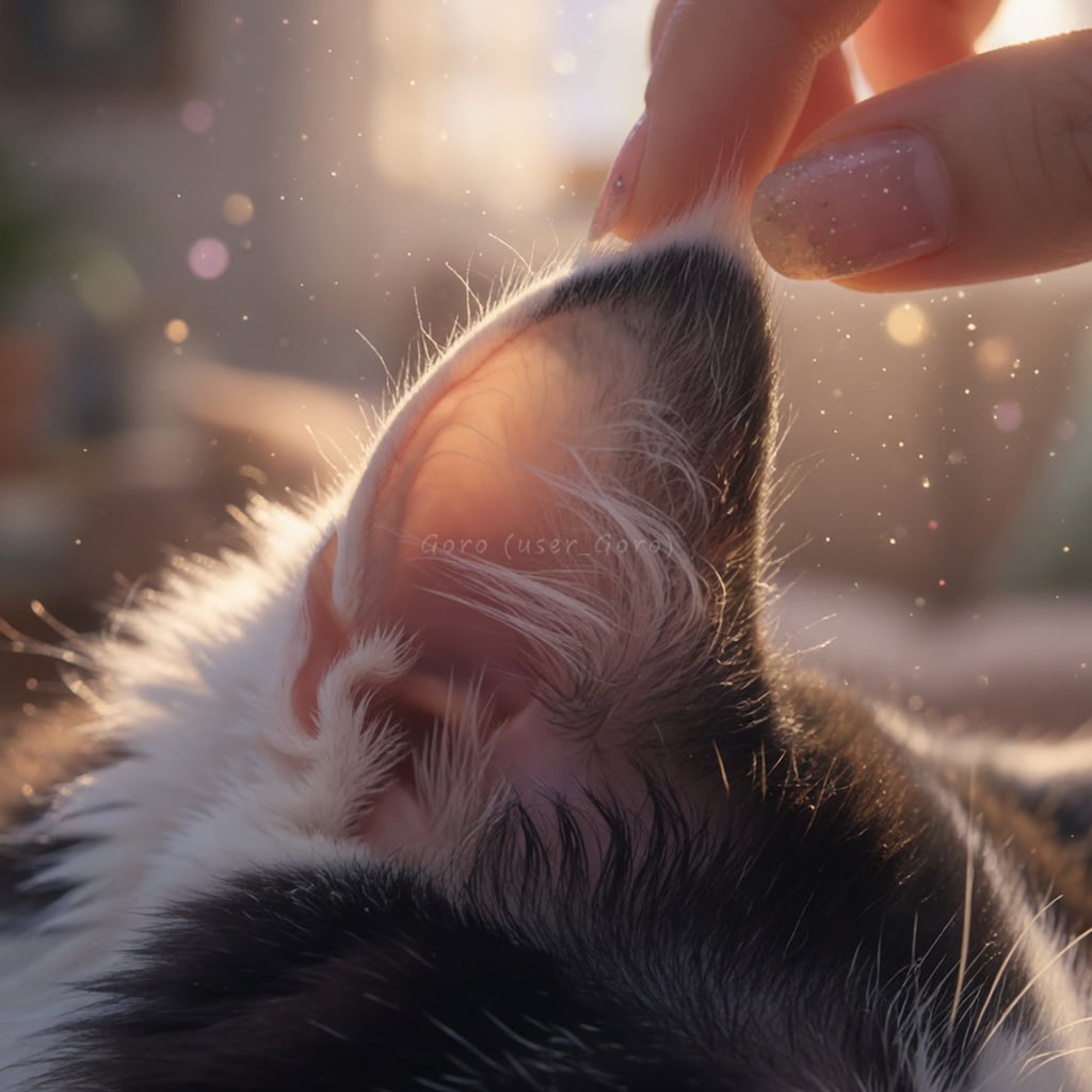 猫の耳に癒される