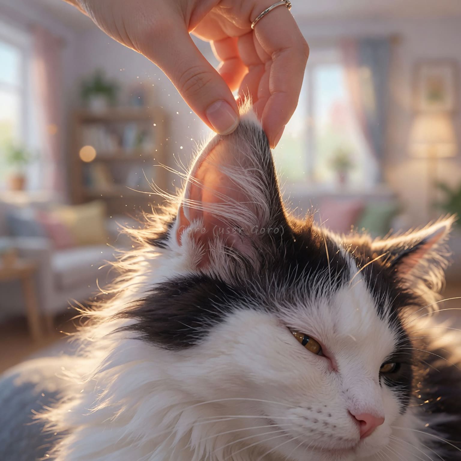 猫の耳に癒される