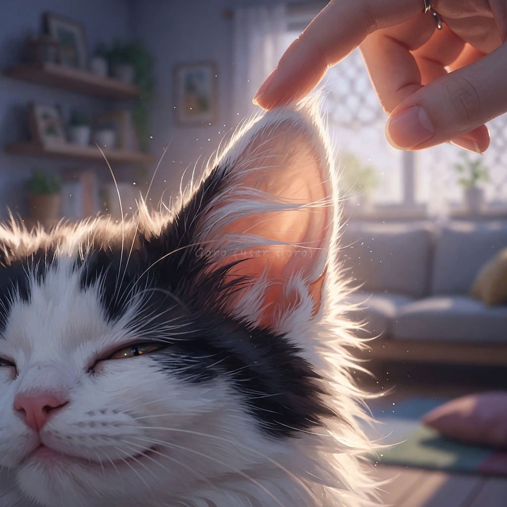猫の耳に癒される