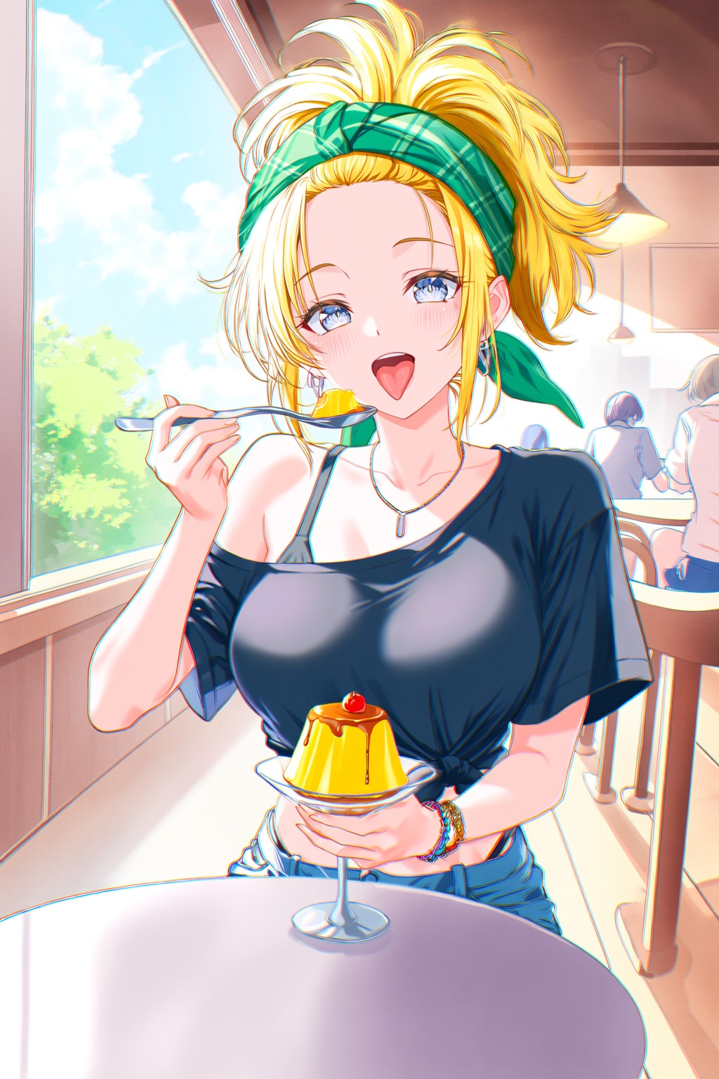 プリンを食べる花樹