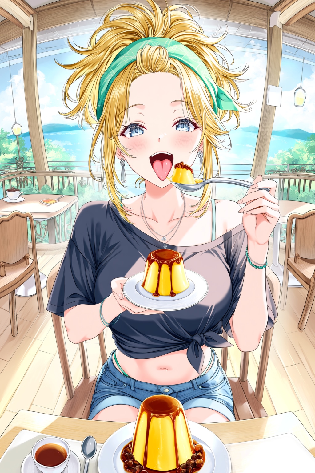 プリンを食べる花樹