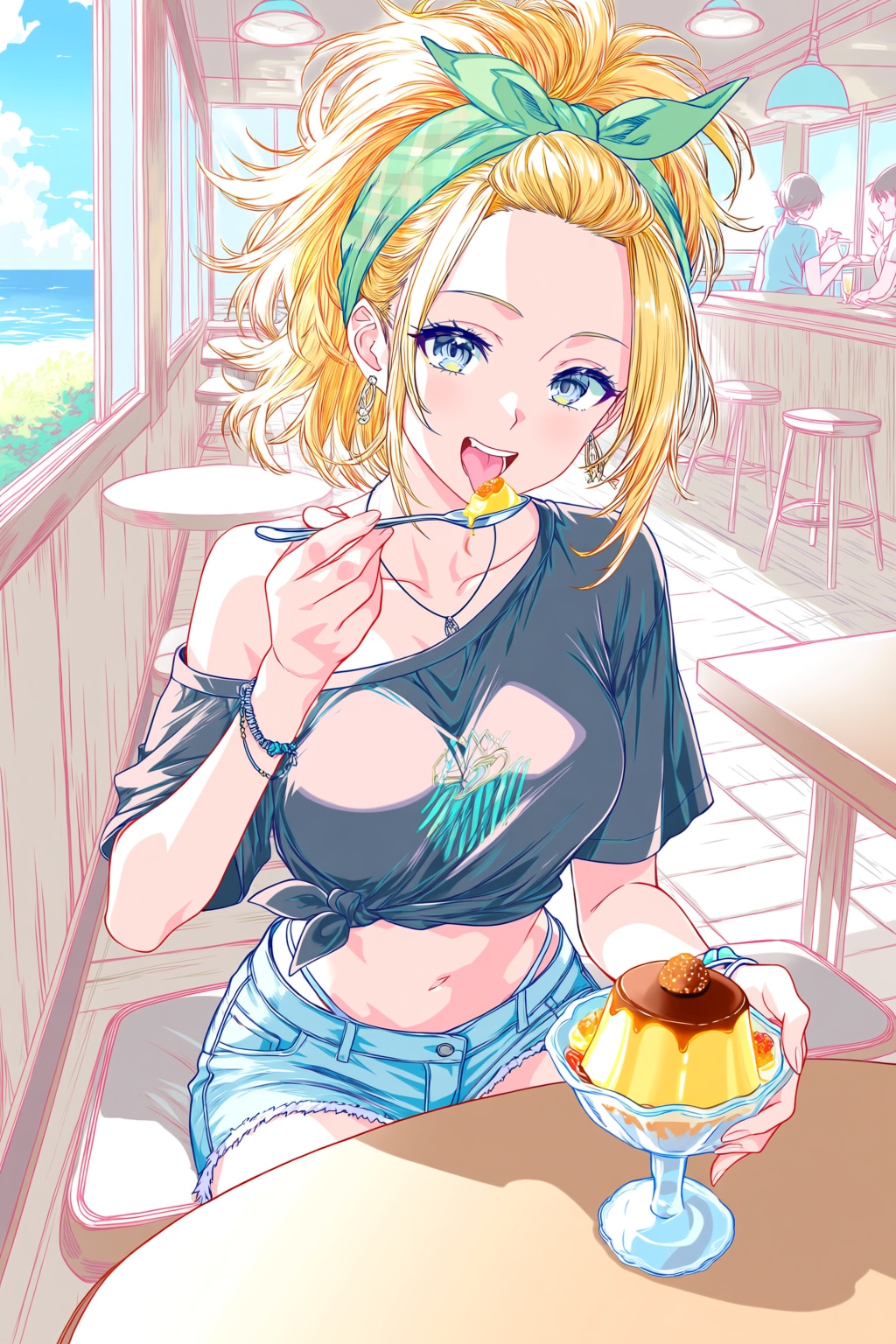 プリンを食べる花樹