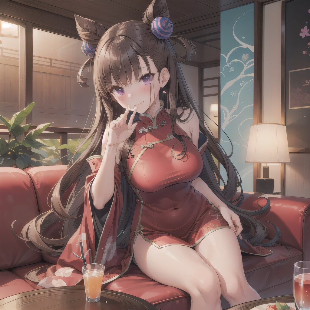 黒髪ツイン団子で中華服の少女９