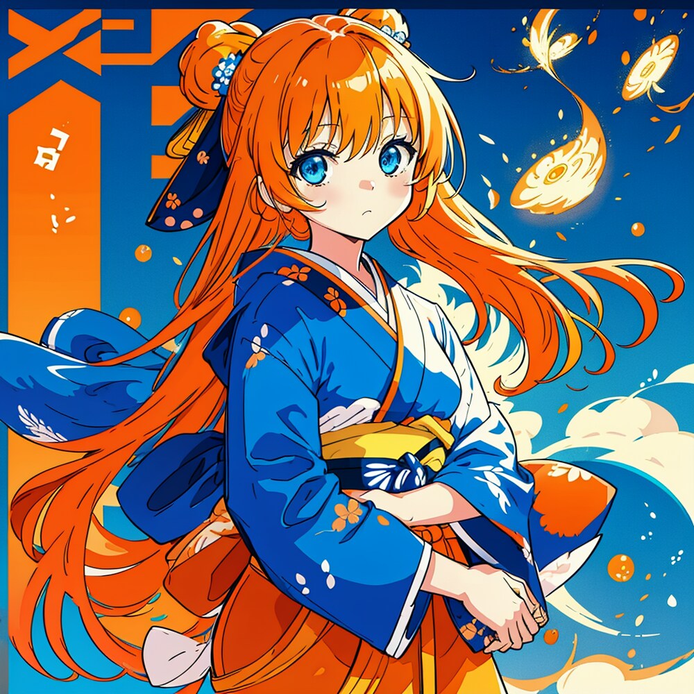 【和 - 着物】橙髪の少女