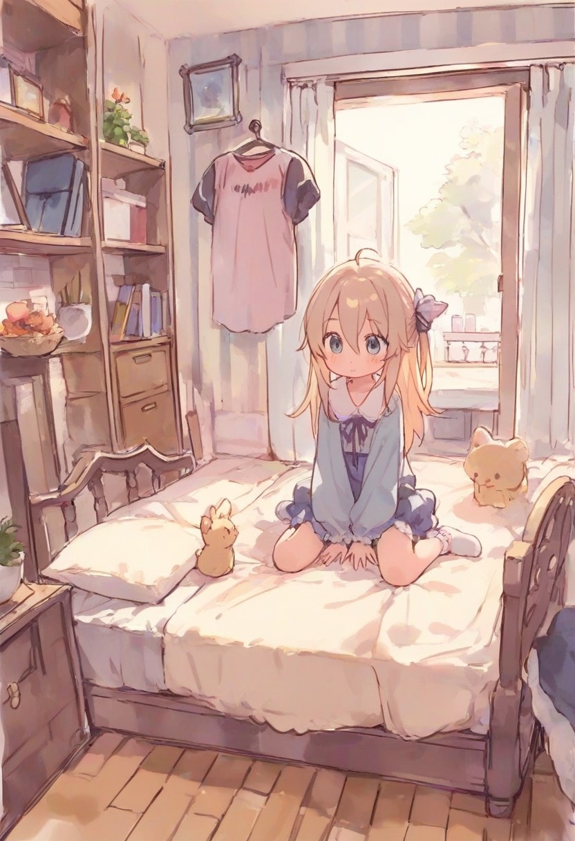 少女の部屋(水彩タッチ)(165)