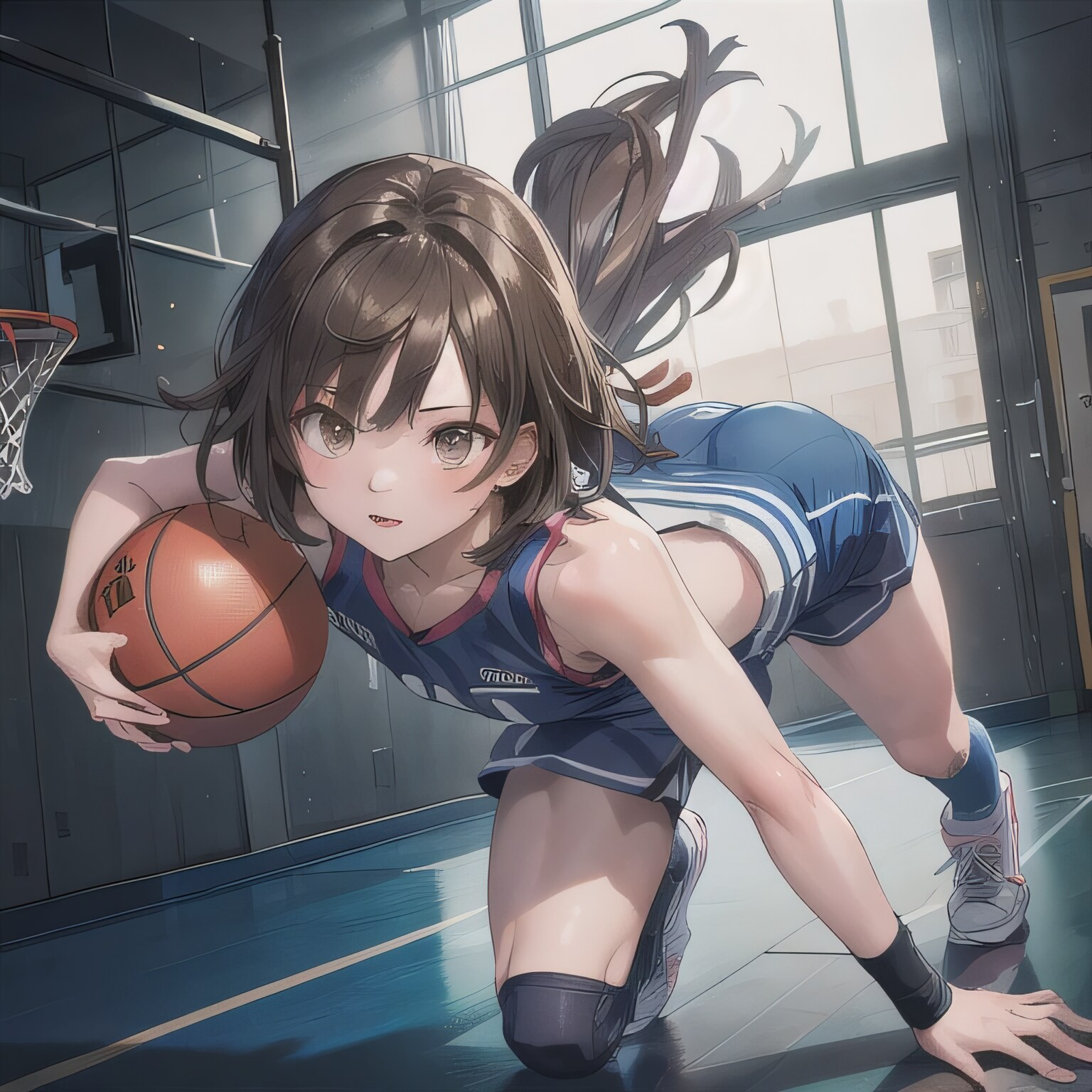 茶髪ロングでユニフォームの少女３ | の人気AIイラスト・グラビア