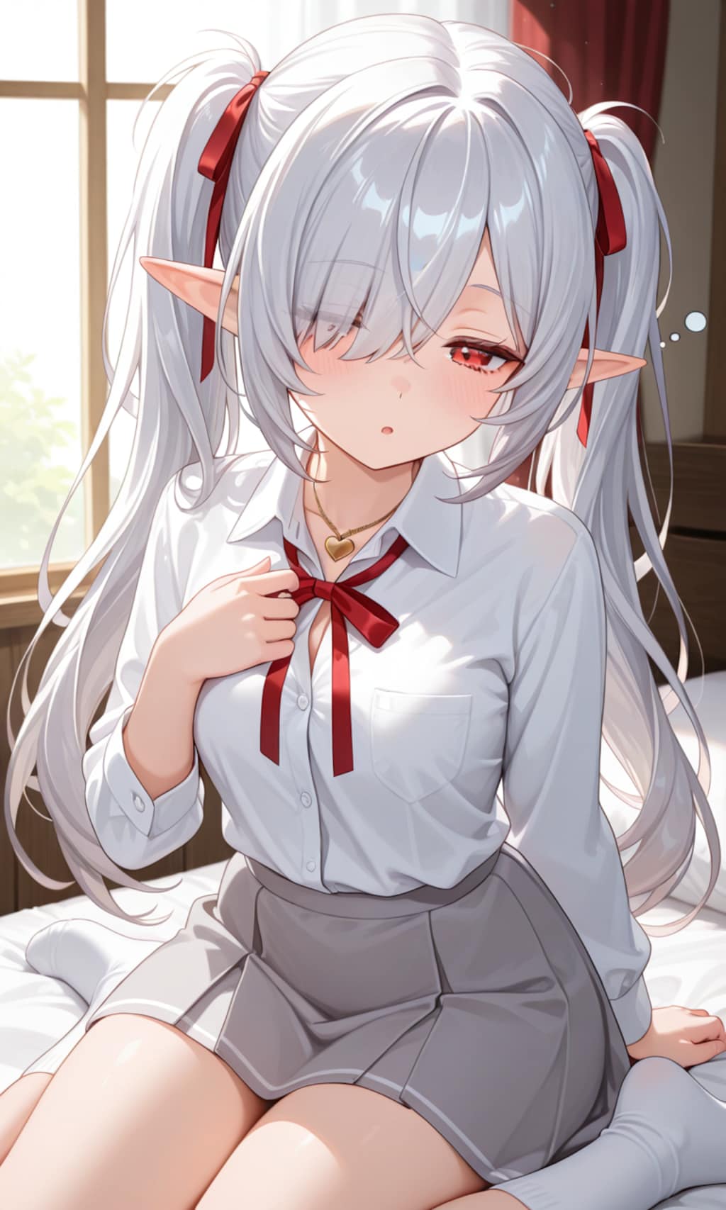 眠そうなシロネさん