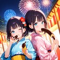 夏祭りの屋台巡りを楽しむ絵梨奈ちゃん❤️と美希ちゃん❤️ 3枚目