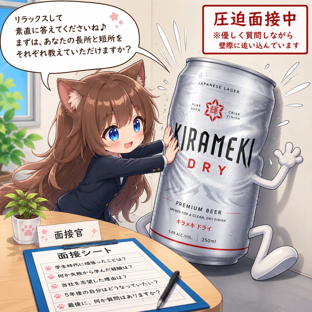圧迫面接をする小さな女の子