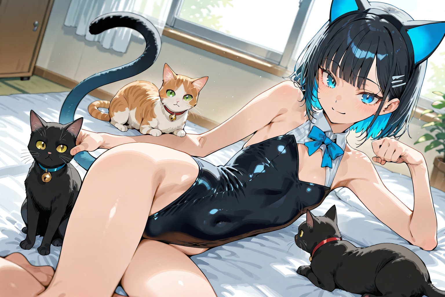猫耳少女と猫