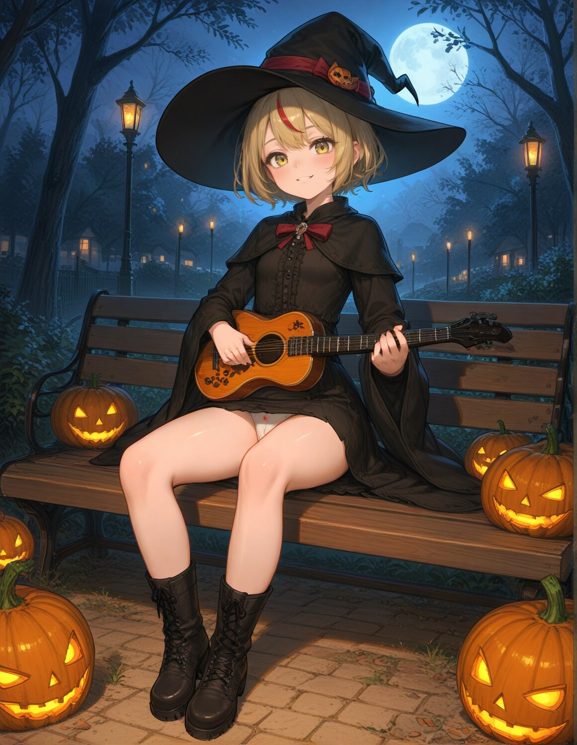 ハロウィンで音楽を楽しむ魔女っ子