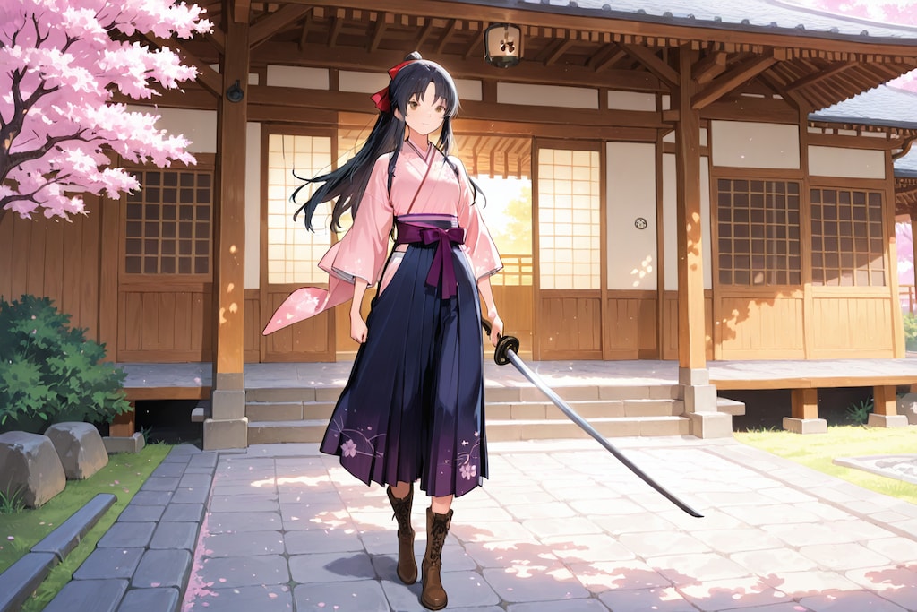 大正浪漫の女性剣士(太刀)