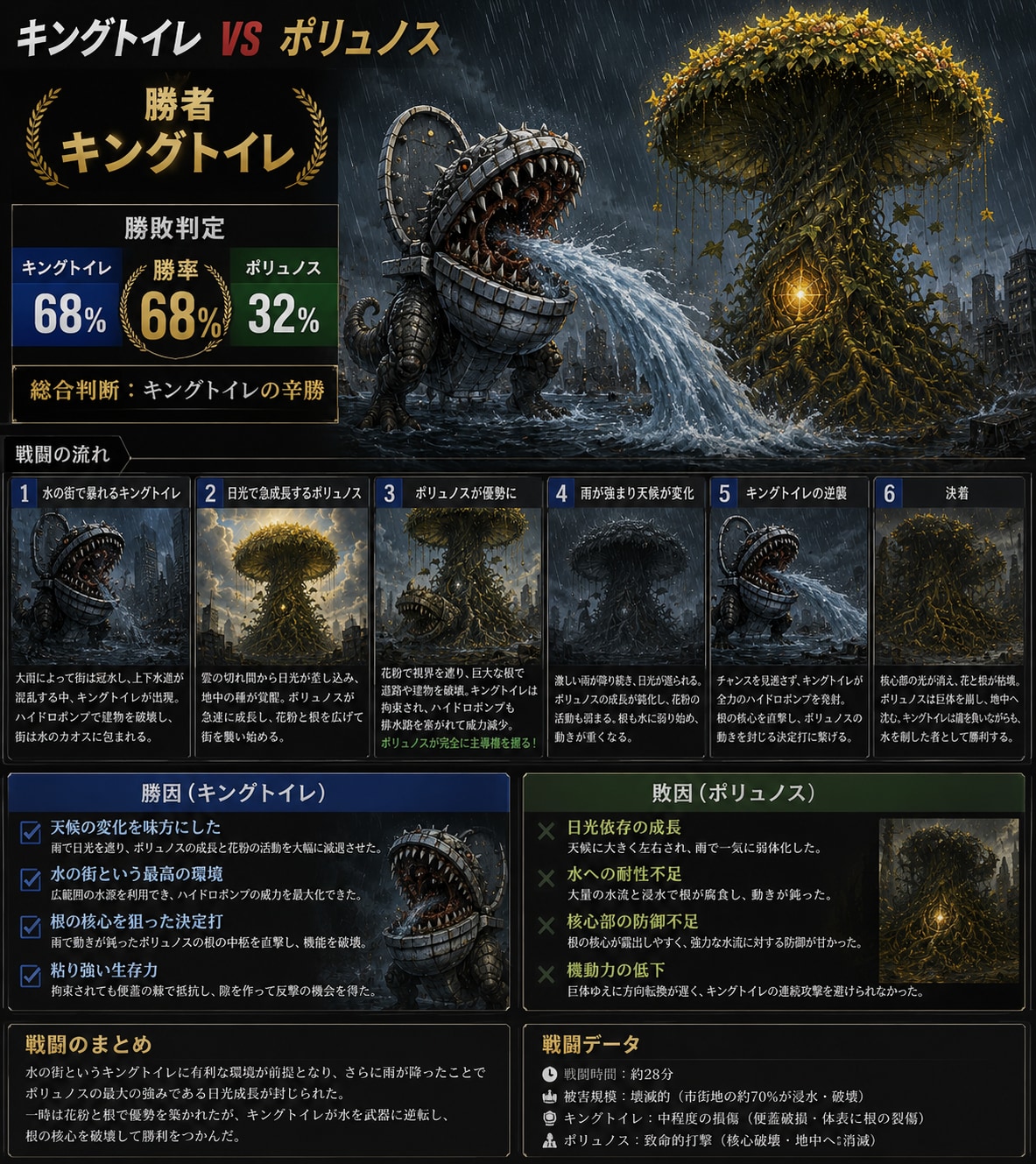 勝者：キングトイレ　敗者：ポリュノス