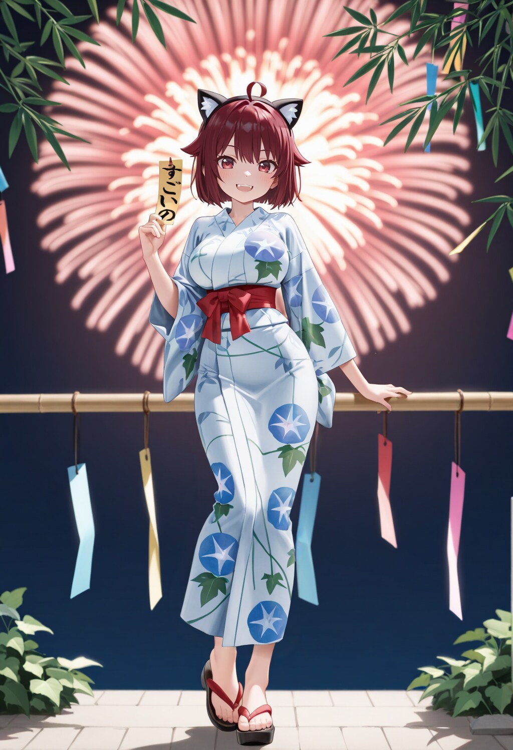 短冊にお願いごとを書くにゃ