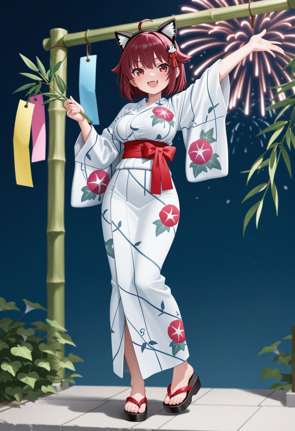 短冊にお願いごとを書くにゃ