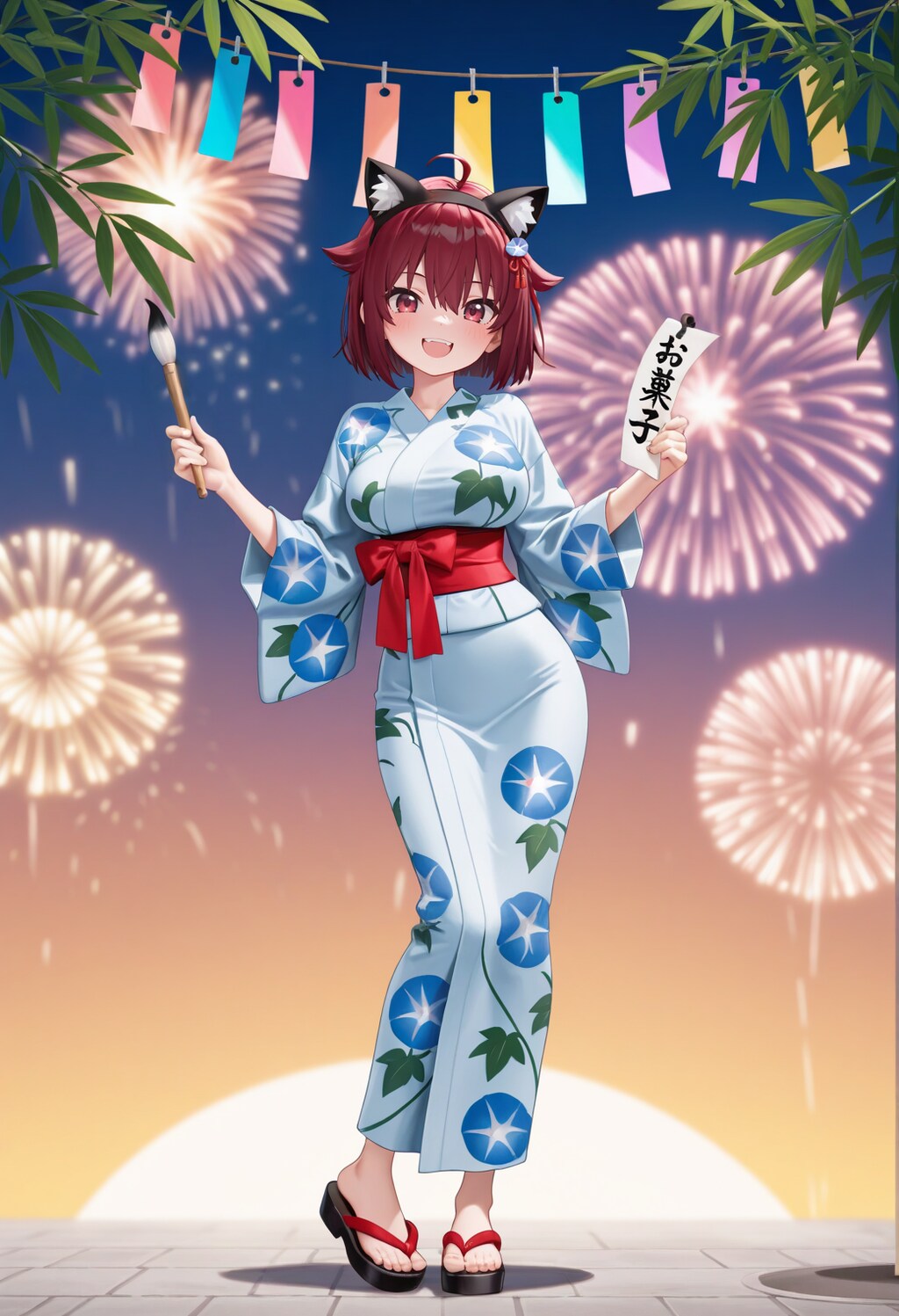 短冊にお願いごとを書くにゃ