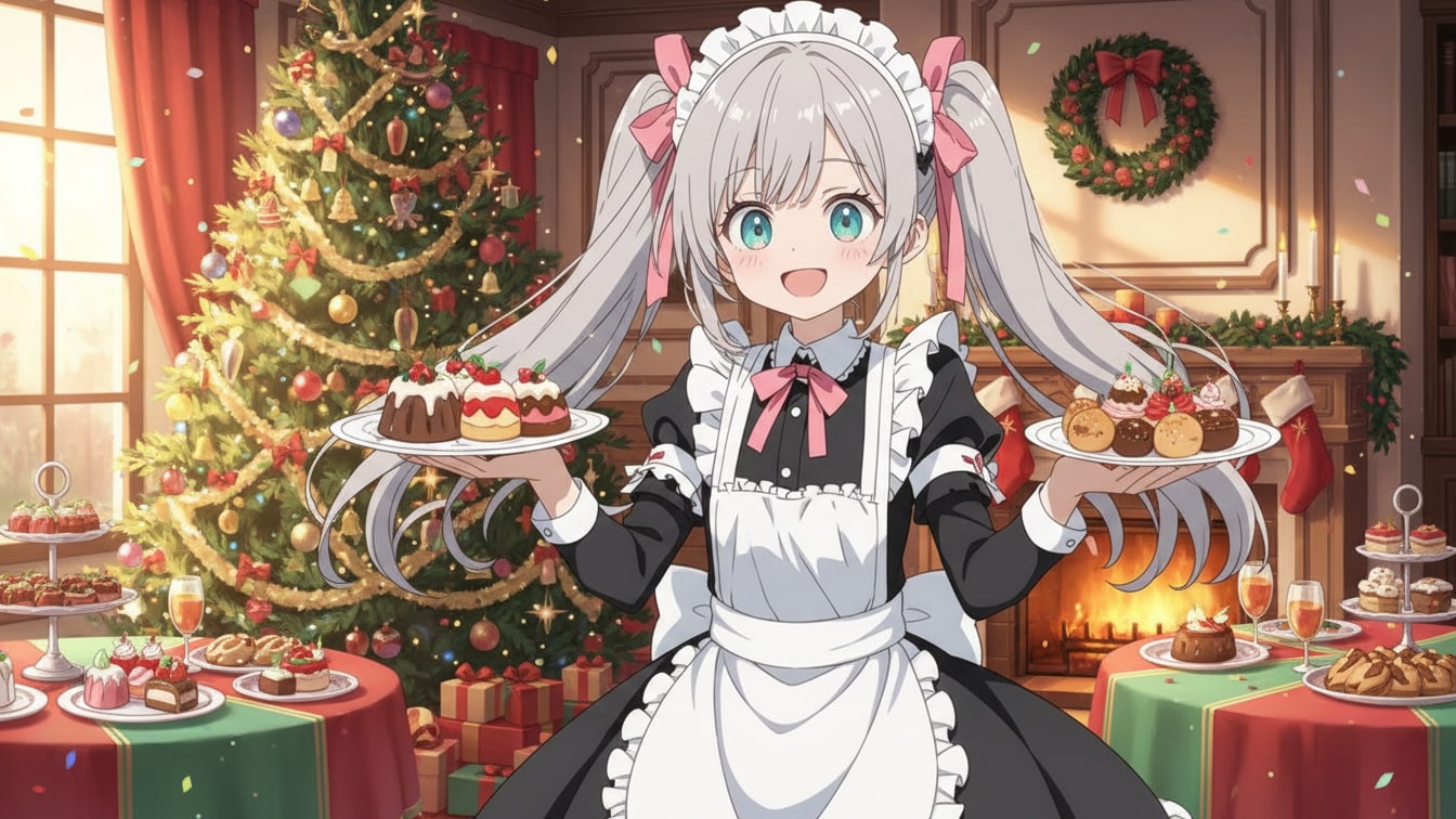 クリスマスパーティの準備をするメイドさん | の人気AIイラスト・グラビア