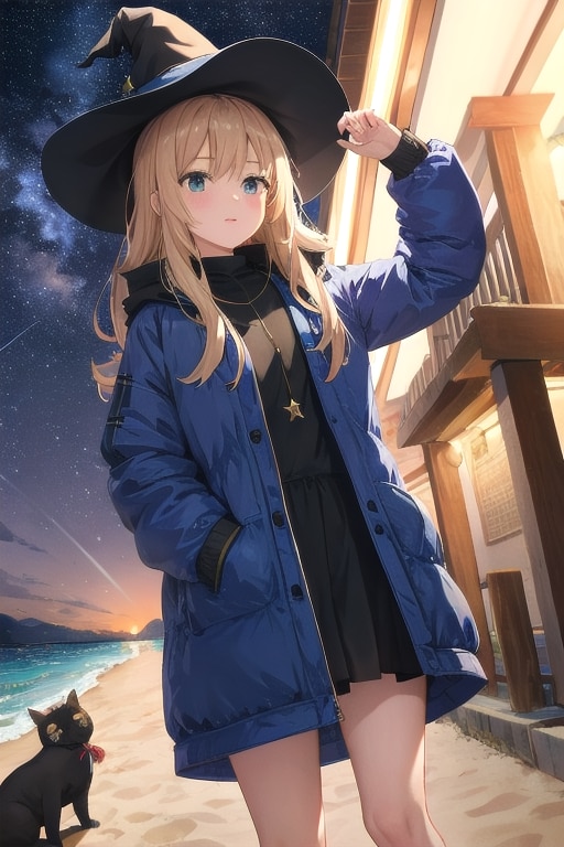 砂浜の魔女と星空 | の人気AIイラスト・グラビア