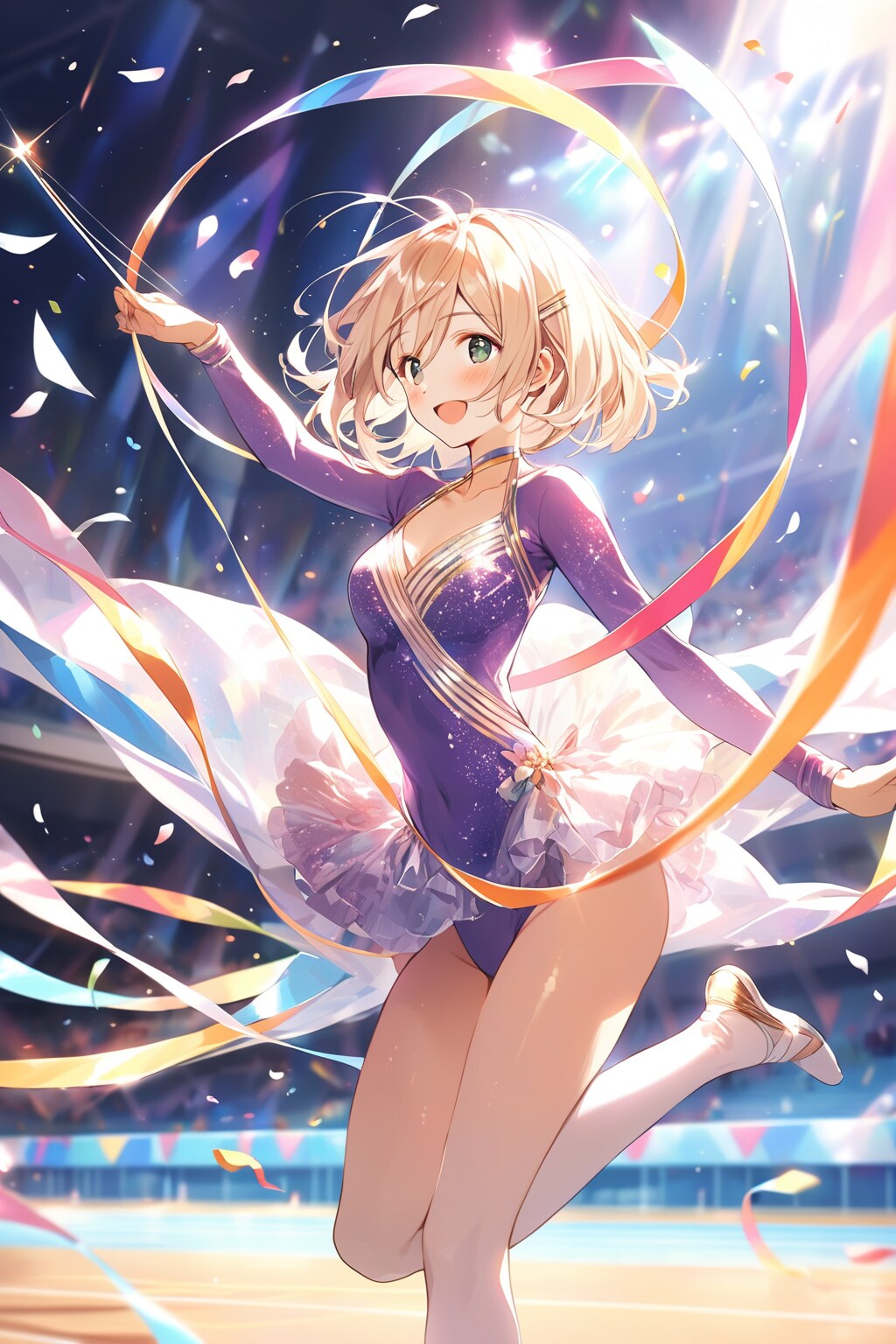 楽しそうに新体操をするボブカット千鶴ちゃん