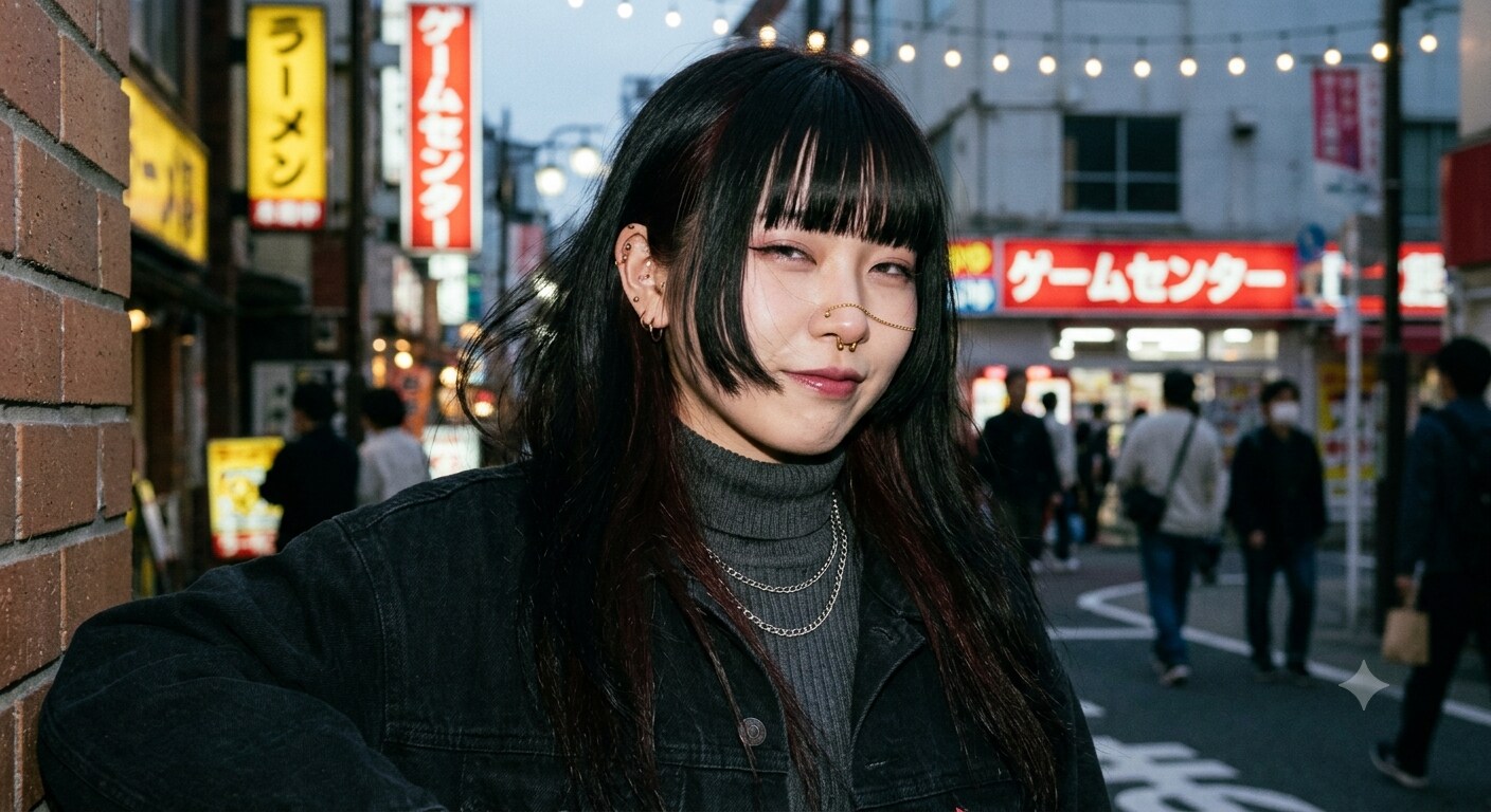 黒髪長髪女性