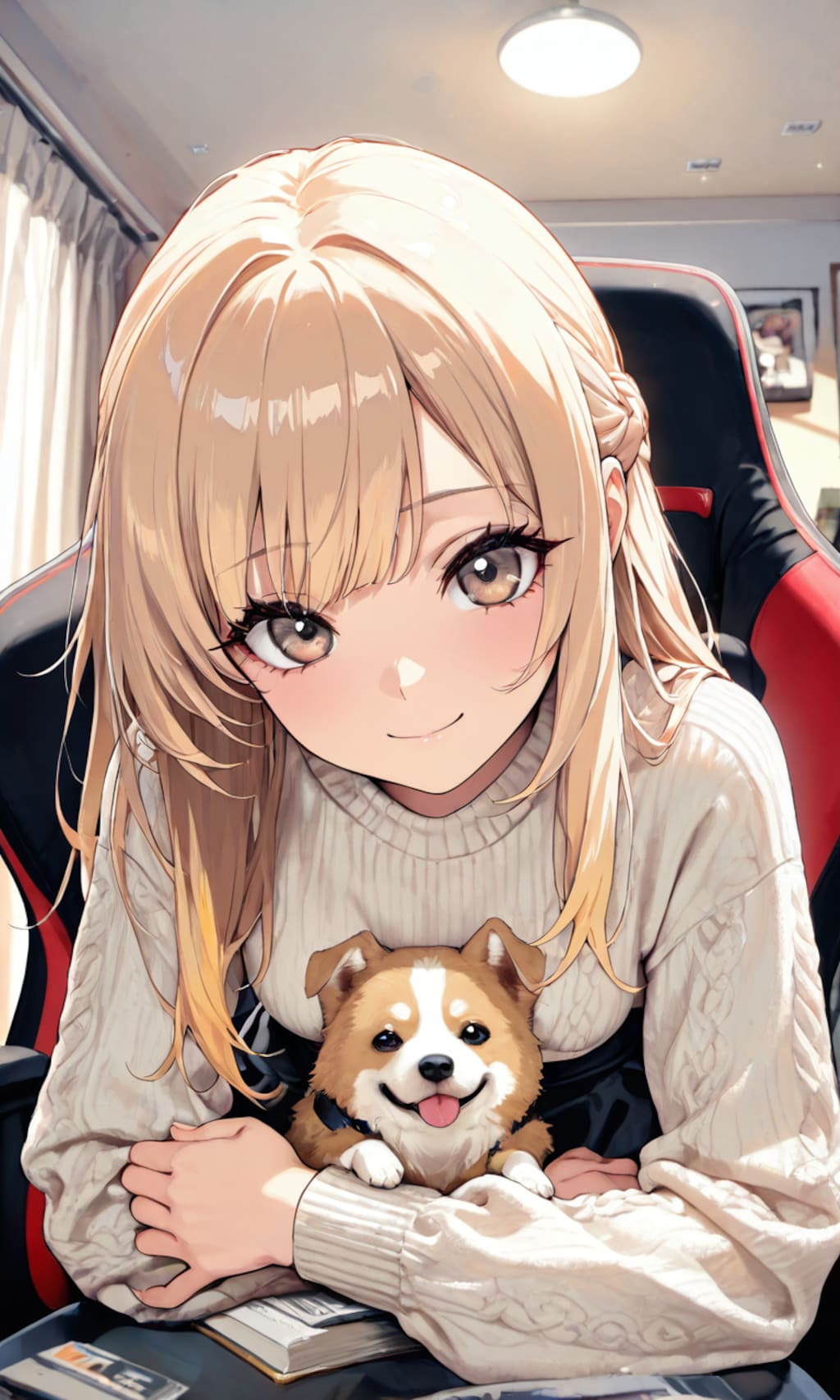 ゲーミングチェアと犬