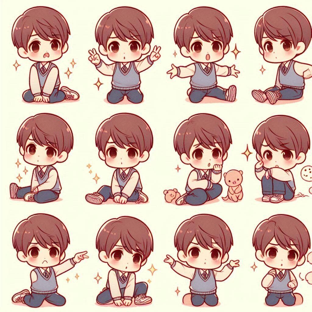 複数ポーズってプロンプトがかわいいよ！